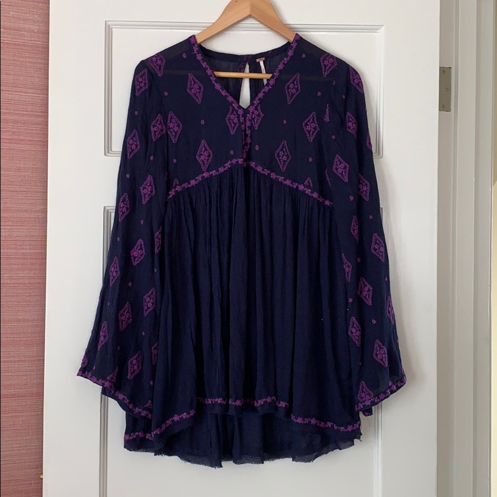 free people embroidered tunic dress xs